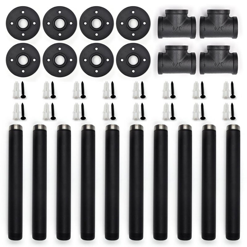 Itvexeme 28 Inch Industrial Pipe Table Leg Set  Iron Base Legs for Coffee Tables  Desks  NightstandVintage  Dark Grey Black Rough Pipes  2pcs - Image 4